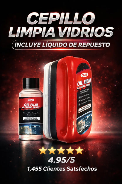 Cepillo Limpia Vidrios + Líquido de Repuesto Incluido